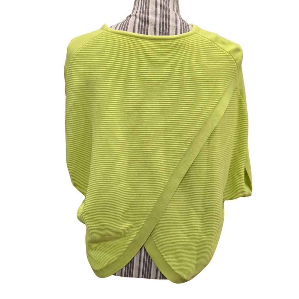 Conrad‎ C Coll Chartreuse Ribbed Dolman Knit Top Tulip Overlap Back Size S/P - Picture 2 of 5